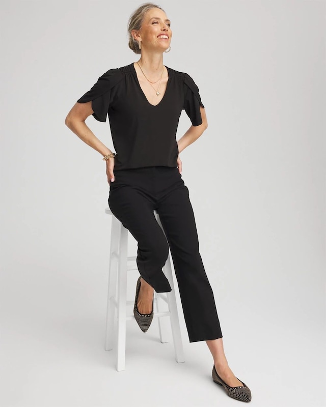 Petal-Sleeve Voop Neck Tee - image 2